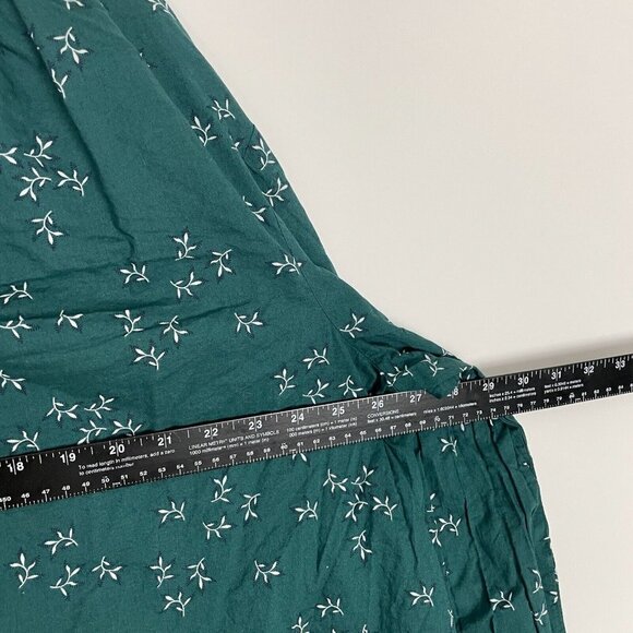 ANA Blouse Womens 2X Plus Green Floral Button Front Relaxed Balloon High Low Top - Picture 2 of 9